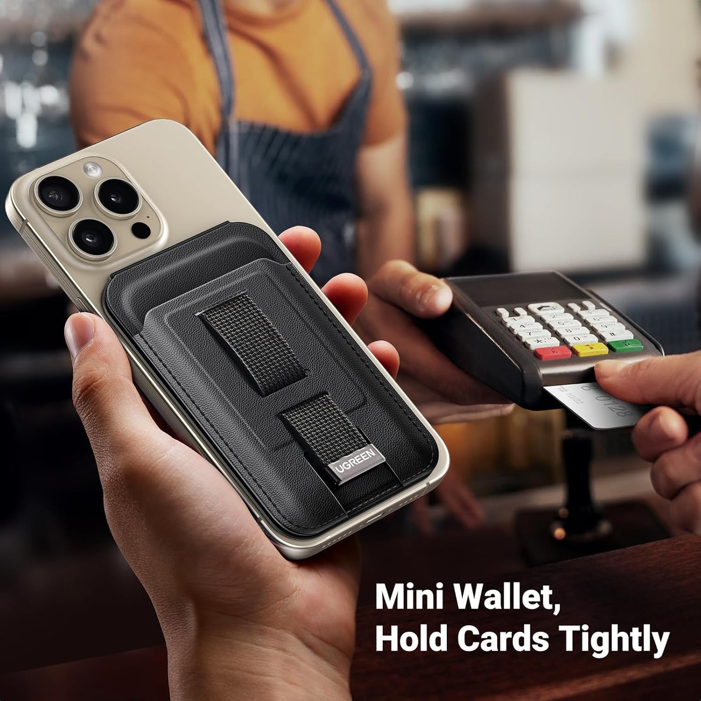 UGREEN 45166 Magnetic Wallet with Stand, MagSafe Card Holder and Kickstand for iPhone with Finger Loop Grip