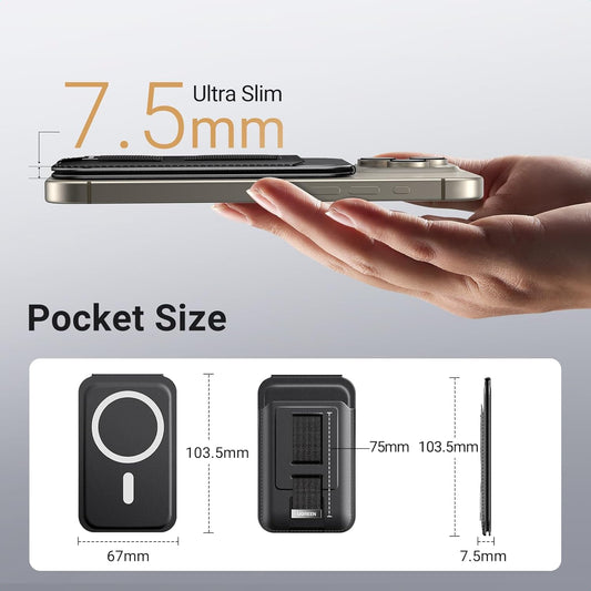 UGREEN 45166 Magnetic Wallet with Stand, MagSafe Card Holder and Kickstand for iPhone with Finger Loop Grip