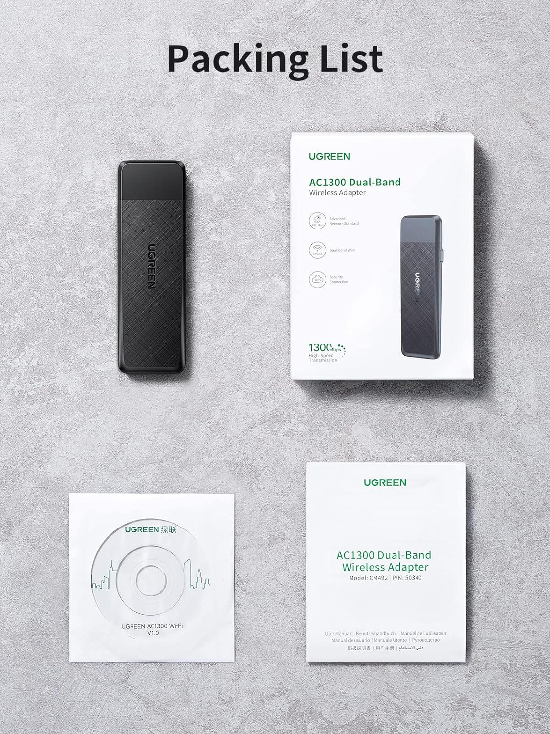 UGREEN 50340 AC1300 Wireless Network Adapter