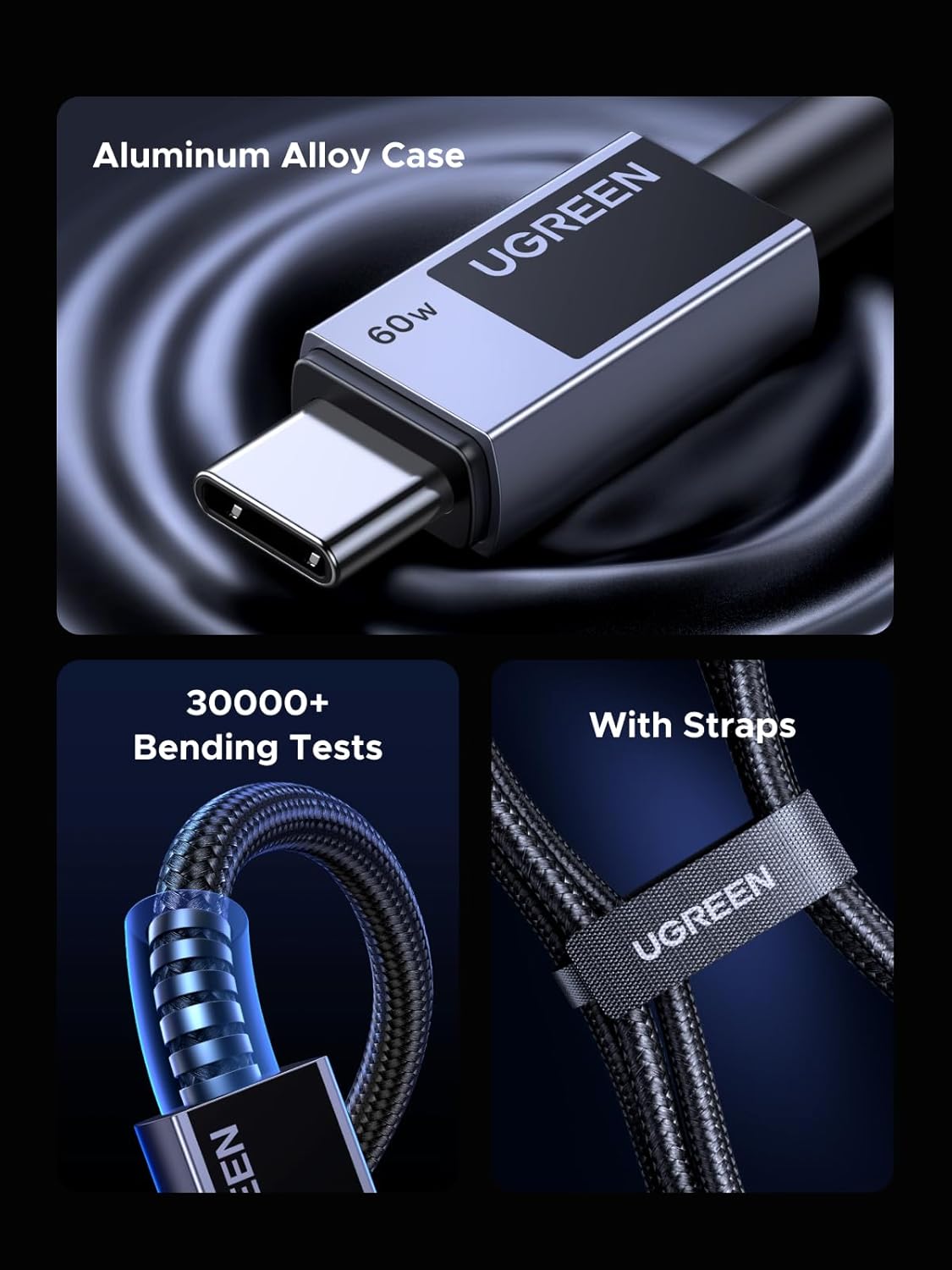 UGREEN 55765 60W Type-C to Type-C PD Fast Charging Data Cable -1M