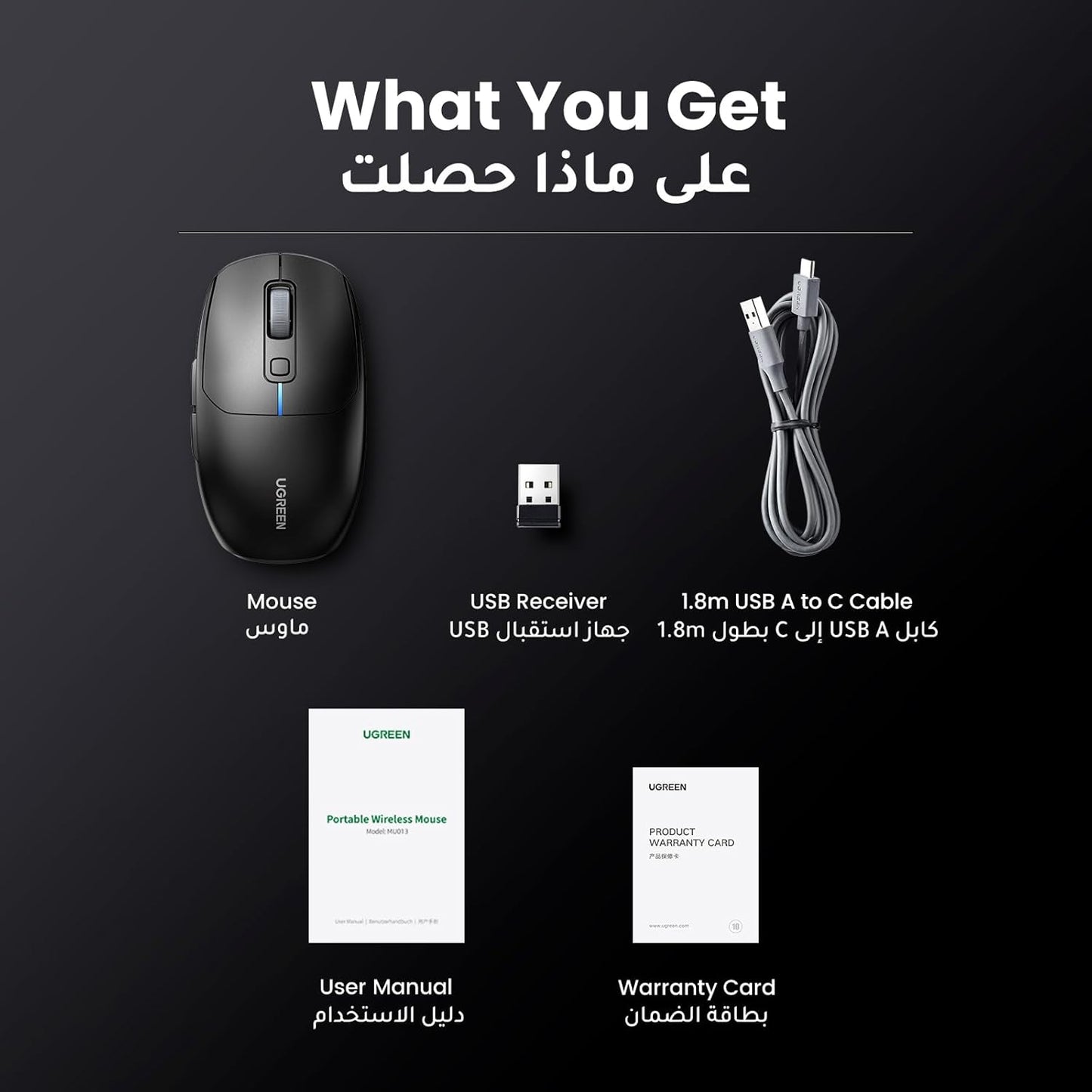 Ugreen 90539 Tri-Mode Gaming Mouse, 5000 DPI, RGB, Bluetooth, 2.4GHz
