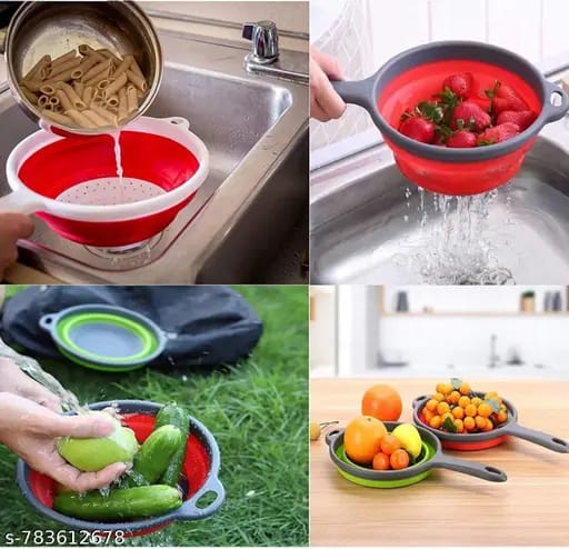 Collapsible silicone colander kitchen