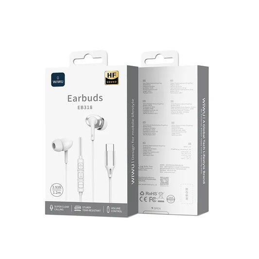 WiWU EB318 Type-C In-Ear Stereo Earphones High-Fidelity Sound with Clear Mic