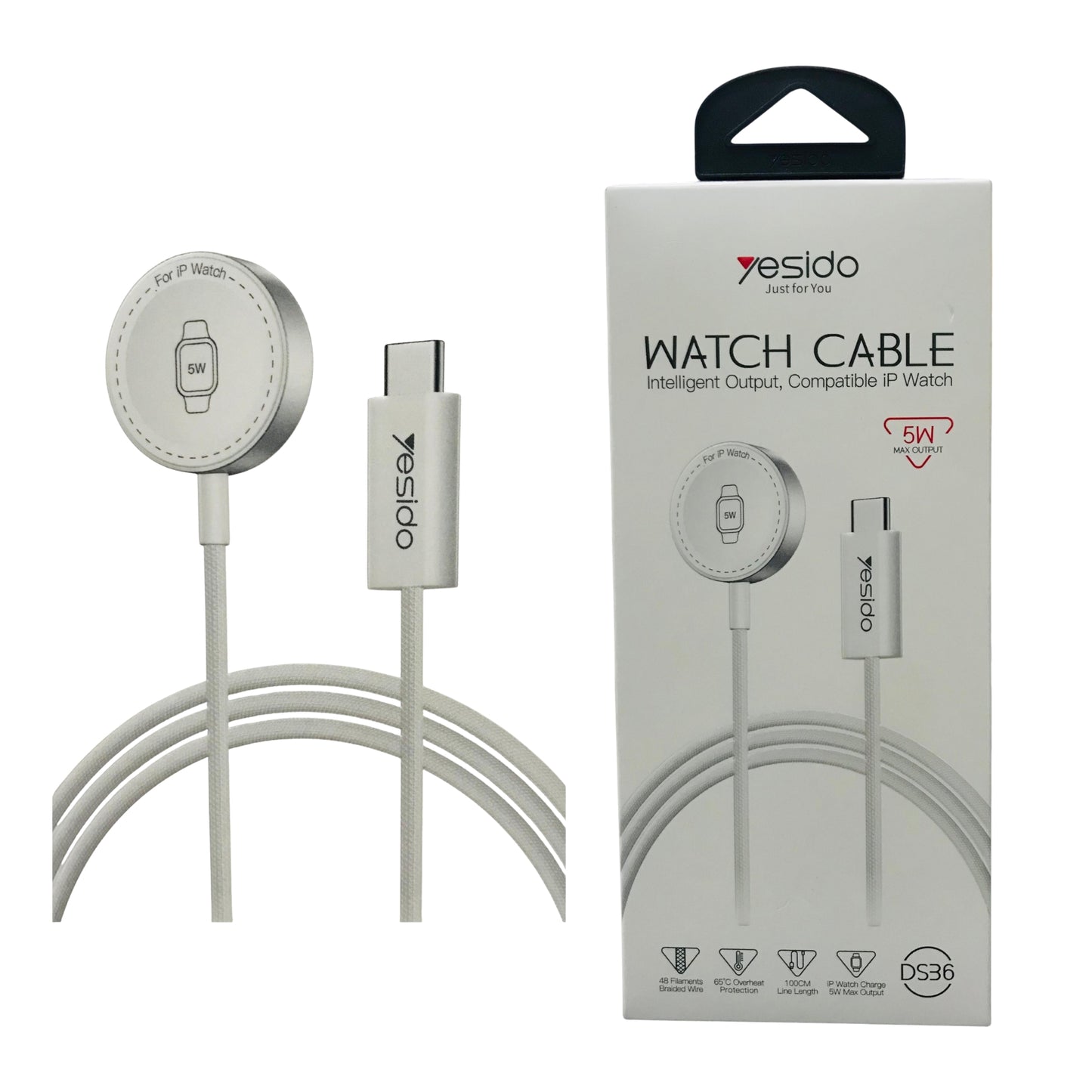 Yesido DS36 5W Magnetic Watch Charging Cable - 1 Meter