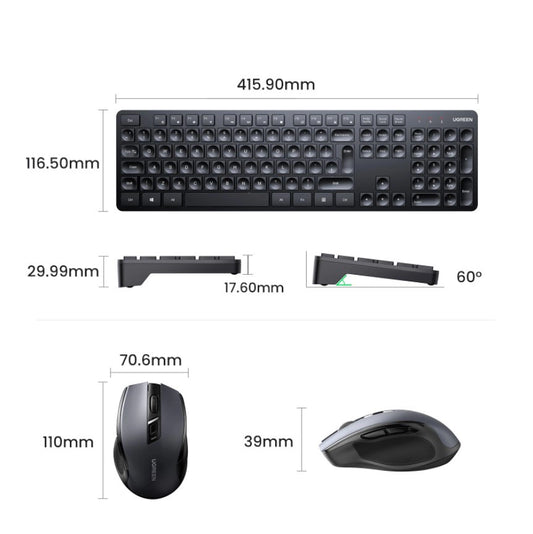 Ugreen MK006 Wireless Keyboard & Mouse Combo, 2.4GHz