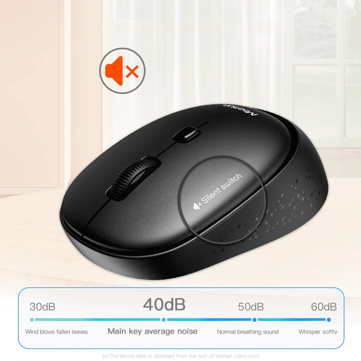 Meetion R571 Silent Wireless Mouse, Ergonomic Design with Adjustable DPI
