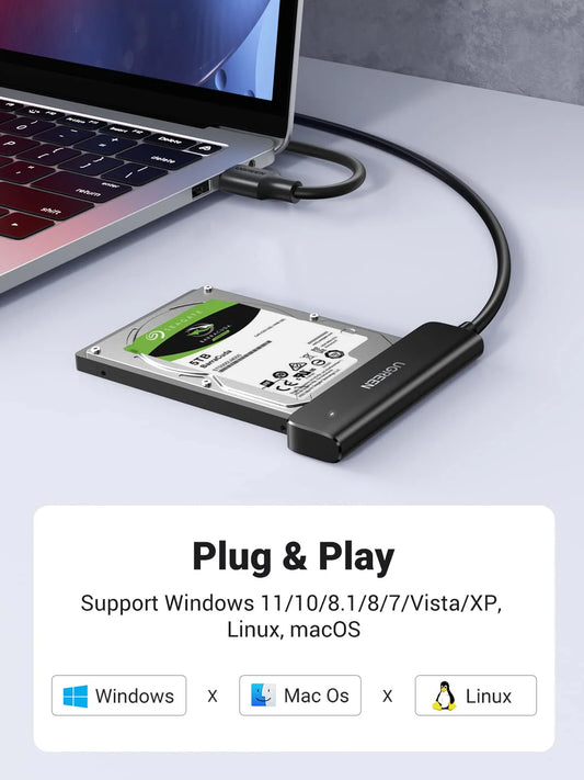 Ugreen 70609 USB 3.0 to SATA Adapter, 2.5" SSD/HDD Converter (50cm Cable)