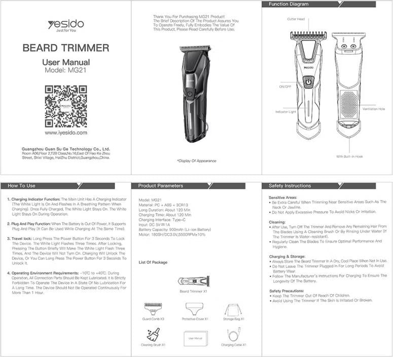 Yesido MG21 Beard Trimmer