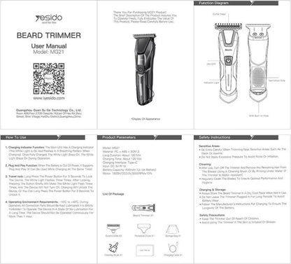 Yesido MG21 Beard Trimmer