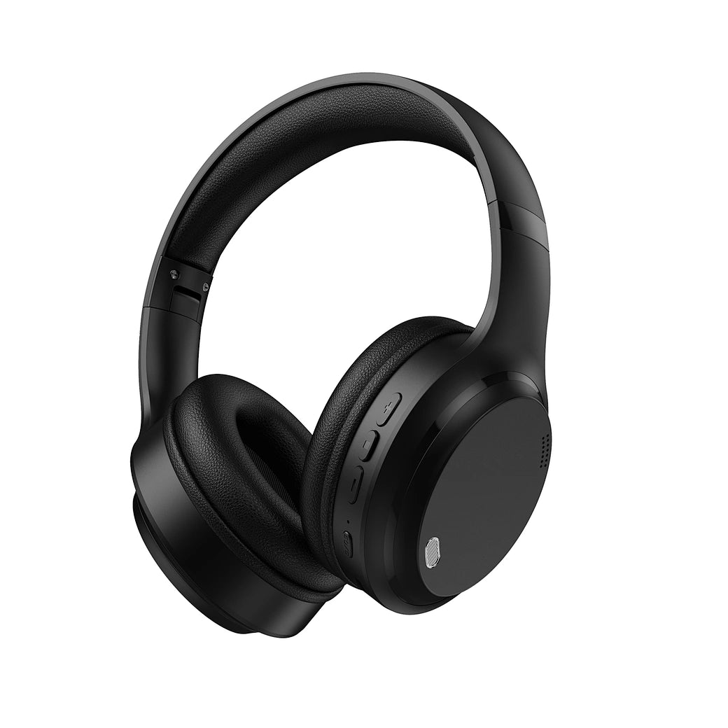 Black over-ear headphones on a white background