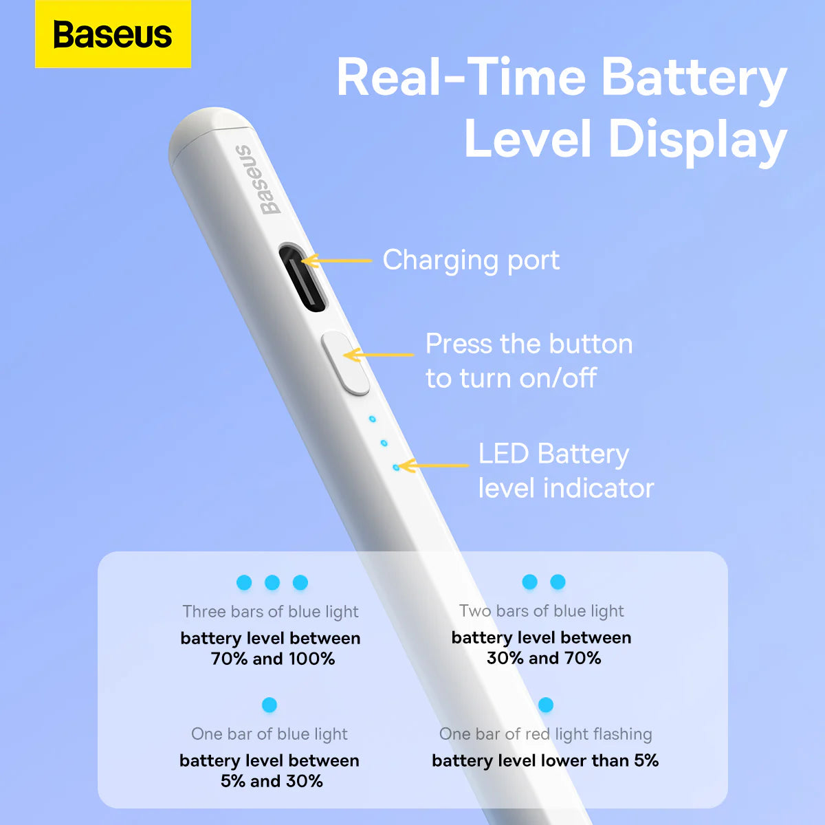 Baseus Smooth Writing Active Stylus Pen with LED Indicators