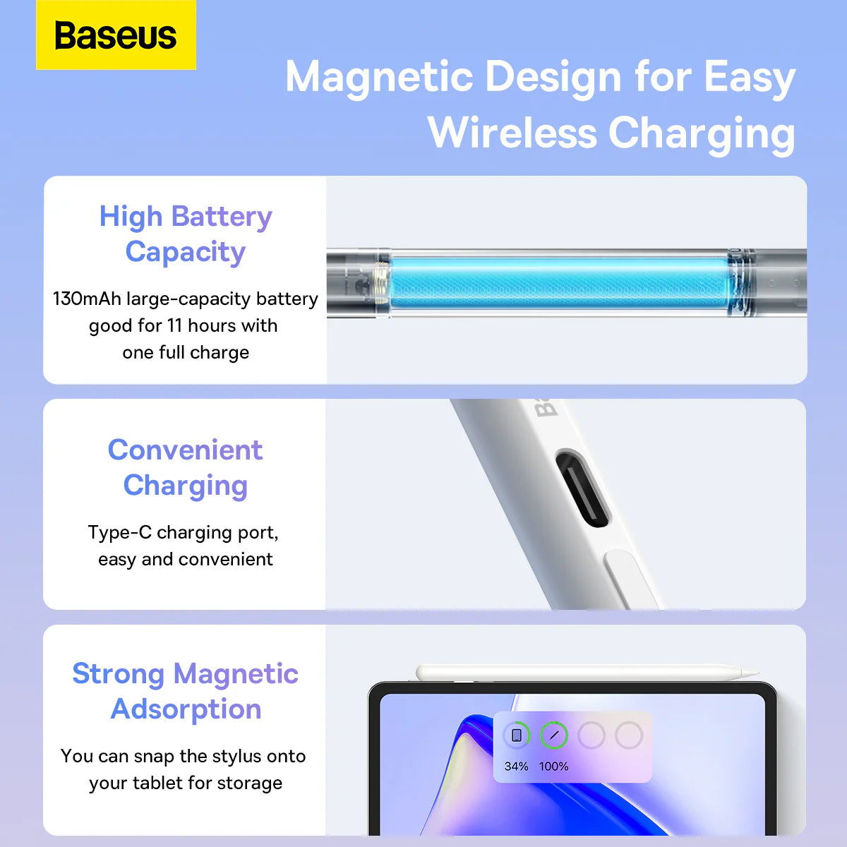 Baseus Smooth Writing Active Stylus Pen with LED Indicators