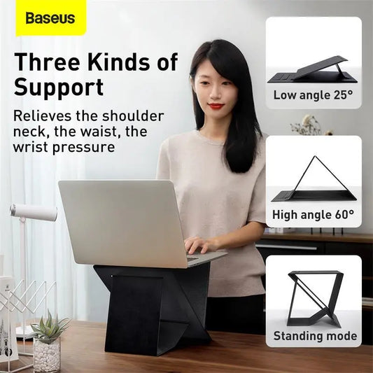 Baseus Ultra High Folding Laptop Stand, Adjustable Ergonomic Desk Riser for 11–16 Inch Laptops