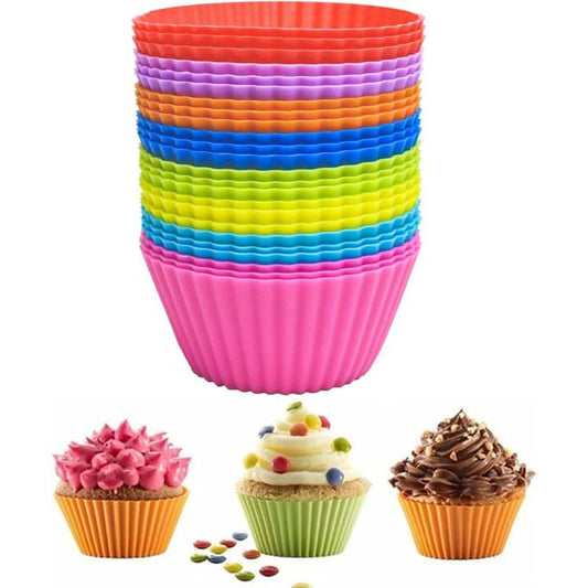 12 Piece Multicolor Silicone Cupcake Molds, Oven & Air Fryer Friendly
