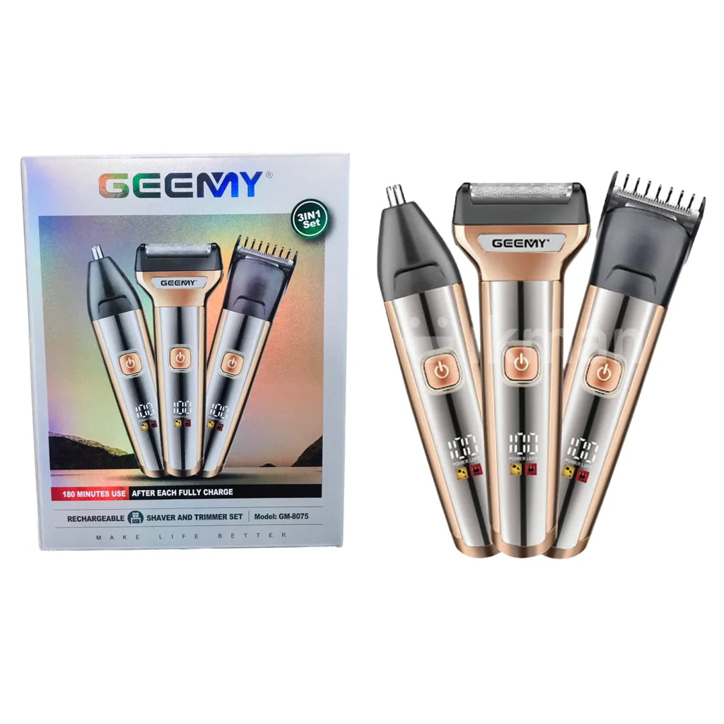 Geemy GM-8075 3-in-1 Rechargeable Grooming Kit