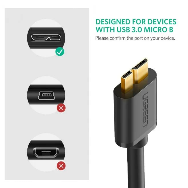 UGREEN 10841 USB 3.0 A to Micro-B Cable – 1 Meters