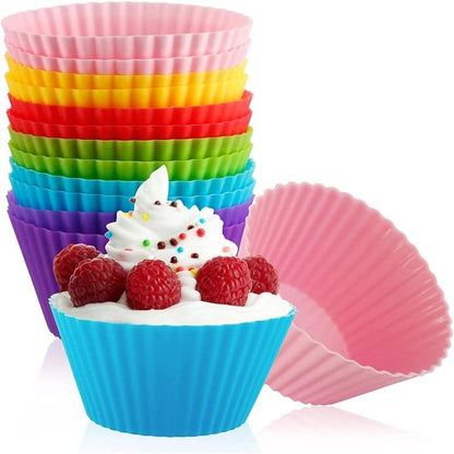12 Piece Multicolor Silicone Cupcake Molds, Oven & Air Fryer Friendly