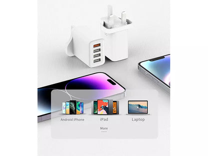 Recci RC57U 30W Fast Charging 4 USB Multi-Port Charging Adapter
