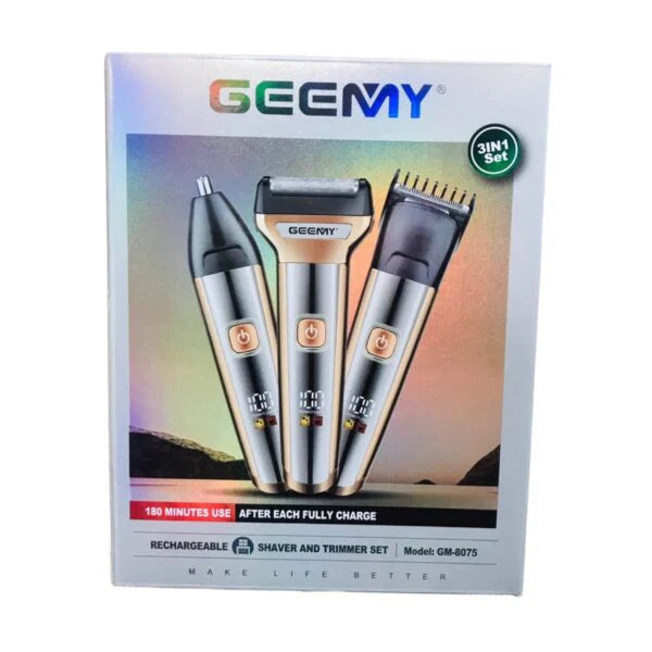 Geemy GM-8075 3-in-1 Rechargeable Grooming Kit
