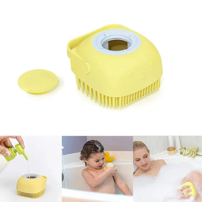 Silicone Body Bath Brush with Built-In Shampoo Dispenser for All, Deep Clean & Gentle Massage
