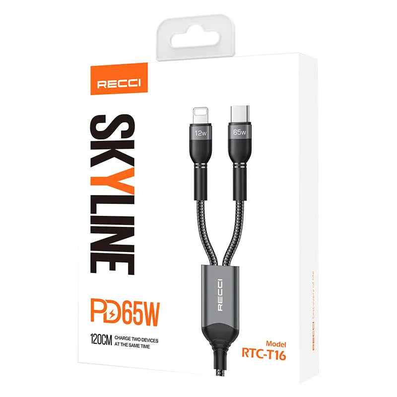 Recci RTC-T16 Skyline 65W PD Fast Charging 2-in-1 Cable