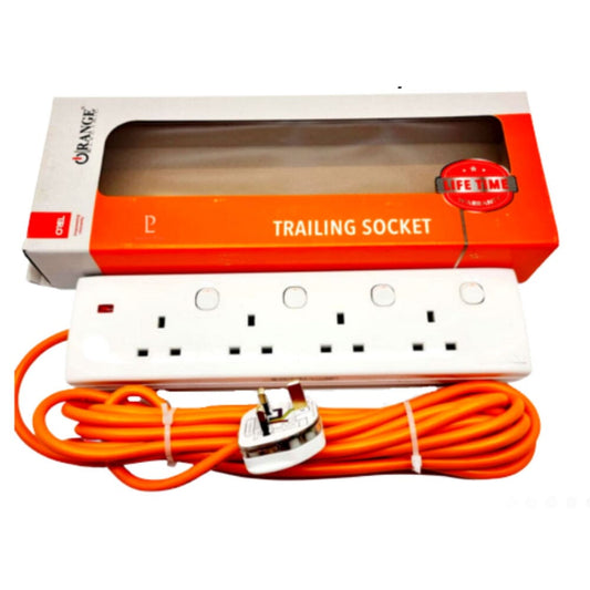 Orange 13A Trailing Socket with 4 Outlets