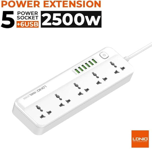 LDNIO SC5614 Power Strip with 5 Sockets, 2500W Max Load, 2 Meters