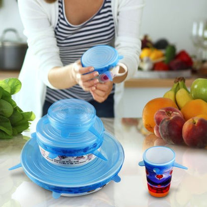 Super Stretch Silicone Lids, Universal Fit for Any Container (6 Pcs)