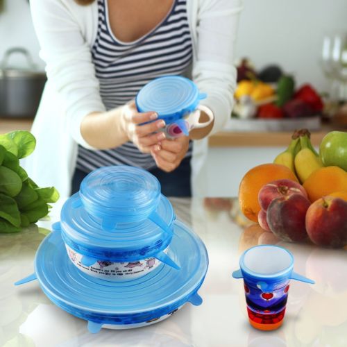 Super Stretch Silicone Lids, Universal Fit for Any Container (6 Pcs)