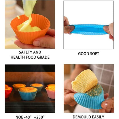 12 Piece Multicolor Silicone Cupcake Molds, Oven & Air Fryer Friendly