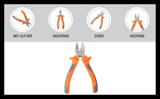 Orange Diagonal Cutting Plier 7''/180mm for Heavy-Duty Wire Cutter with Anti-Rust Finish