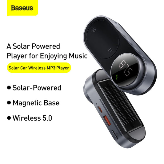 Baseus Solar Car Wireless MP3 Player, Bluetooth + FM + Solar Charging
