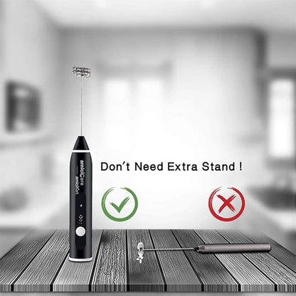 USB Rechargeable Handheld Milk Frother, 3-Speed Foam Maker with Egg Beater Attachment