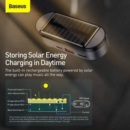 Baseus Solar Car Wireless MP3 Player, Bluetooth + FM + Solar Charging