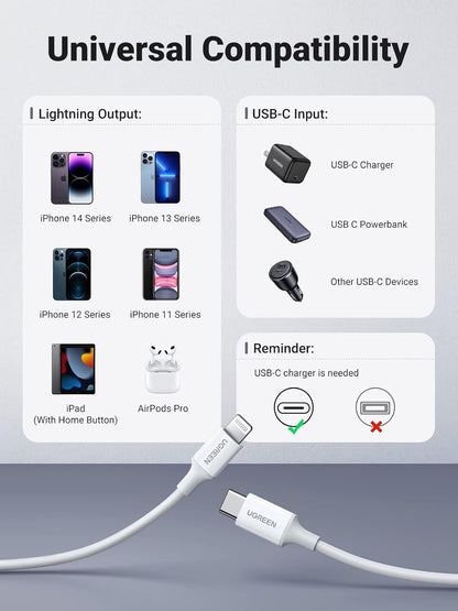 Ugreen 60749 Type‑C to Lightning Cable, 2 Meter