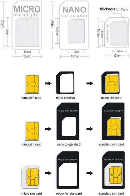 Griffin SIM Card Adapter Toolkit, 4-in-1 Nano, Micro, Standard SIM Converter with Ejector Pin
