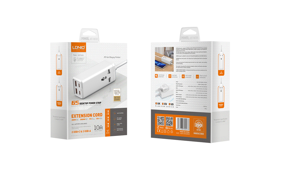 LDNIO SC1418 65W Desktop Power Strip Extension Cord