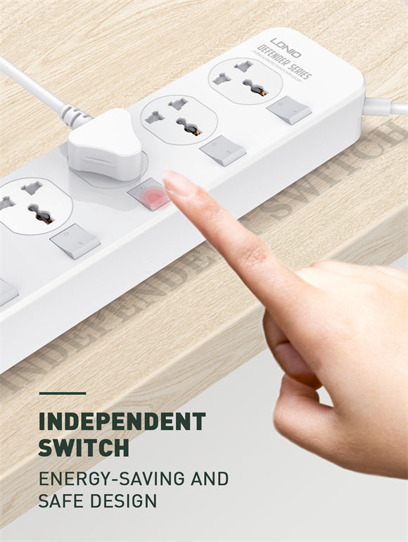 LDNIO SC4408C Power Strip, 4 Sockets + 4 USB Ports, 2500W, 2 Meters