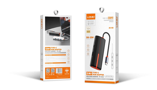 LDNIO DS-25H USB Type-C 5 in 1 Hub Adapter