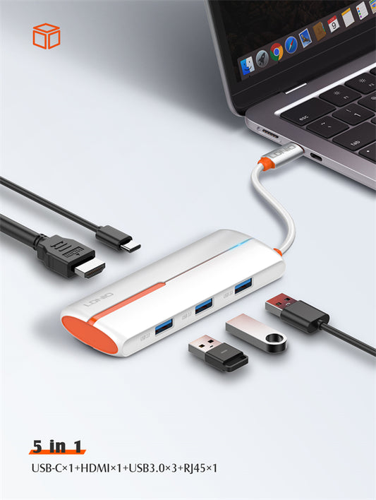 LDNIO DS-25H USB Type-C 5 in 1 Hub Adapter