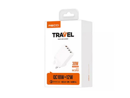 Recci RC57U 30W Fast Charging 4 USB Multi-Port Charging Adapter