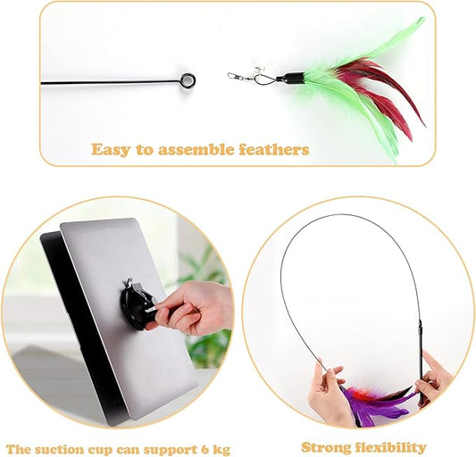 Cat Feather Toy with Suction Base