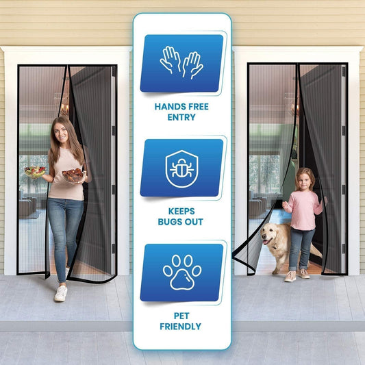 Magnetic Fly Screen Door, Heavy-Duty, Anti Mosquito Mesh, No Gap,Super Quiet, No Drilling, Washable Mesh, 100*210cm