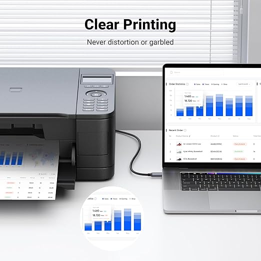 UGREEN 80811 USB-C to USB-B 2.0 Printer Cable, 1 Meter