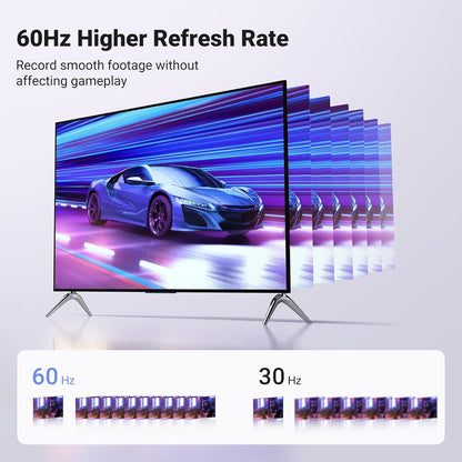 UGREEN 25854 HDMI to USB/USB-C Video Capture Card, 4K Input, 1080p Recording