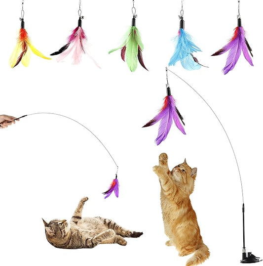 Cat Feather Toy with Suction Base