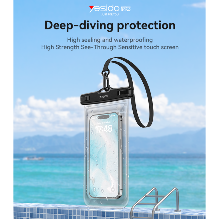 Yesido WB49 Waterproof Phone Bag, Touchscreen Safe, One-Touch Lock, 30M Protection