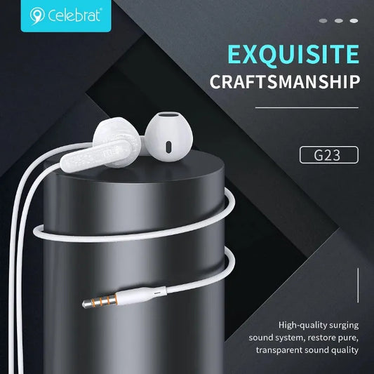 Celebrat G23 Stereo Wired Earphones with 3.5mm Plug and Microphone