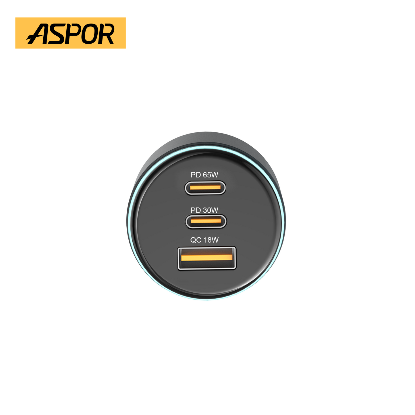 Aspor charger with USB ports on a white background
