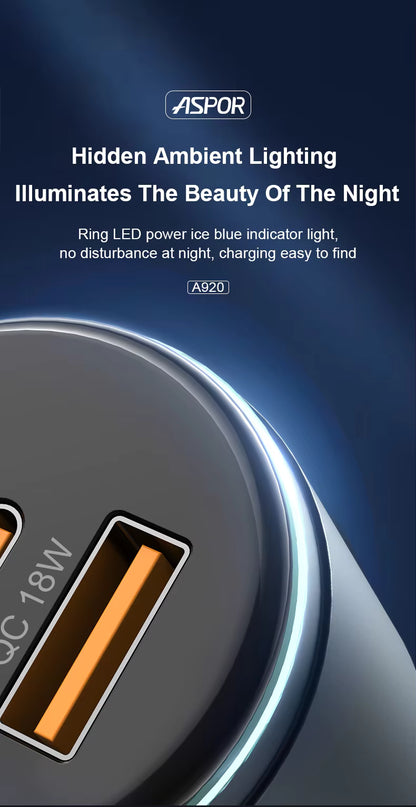 ASPOR product with LED power indicator on a dark blue background